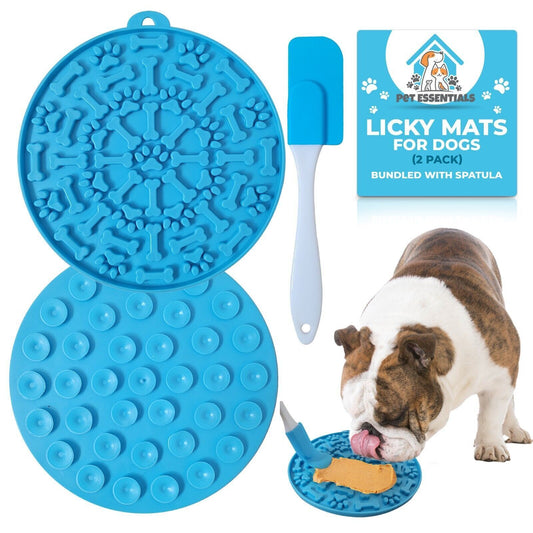 2-Pack Licky Mat for Dogs and Cats with Suction and Spatula for Wall Feeding